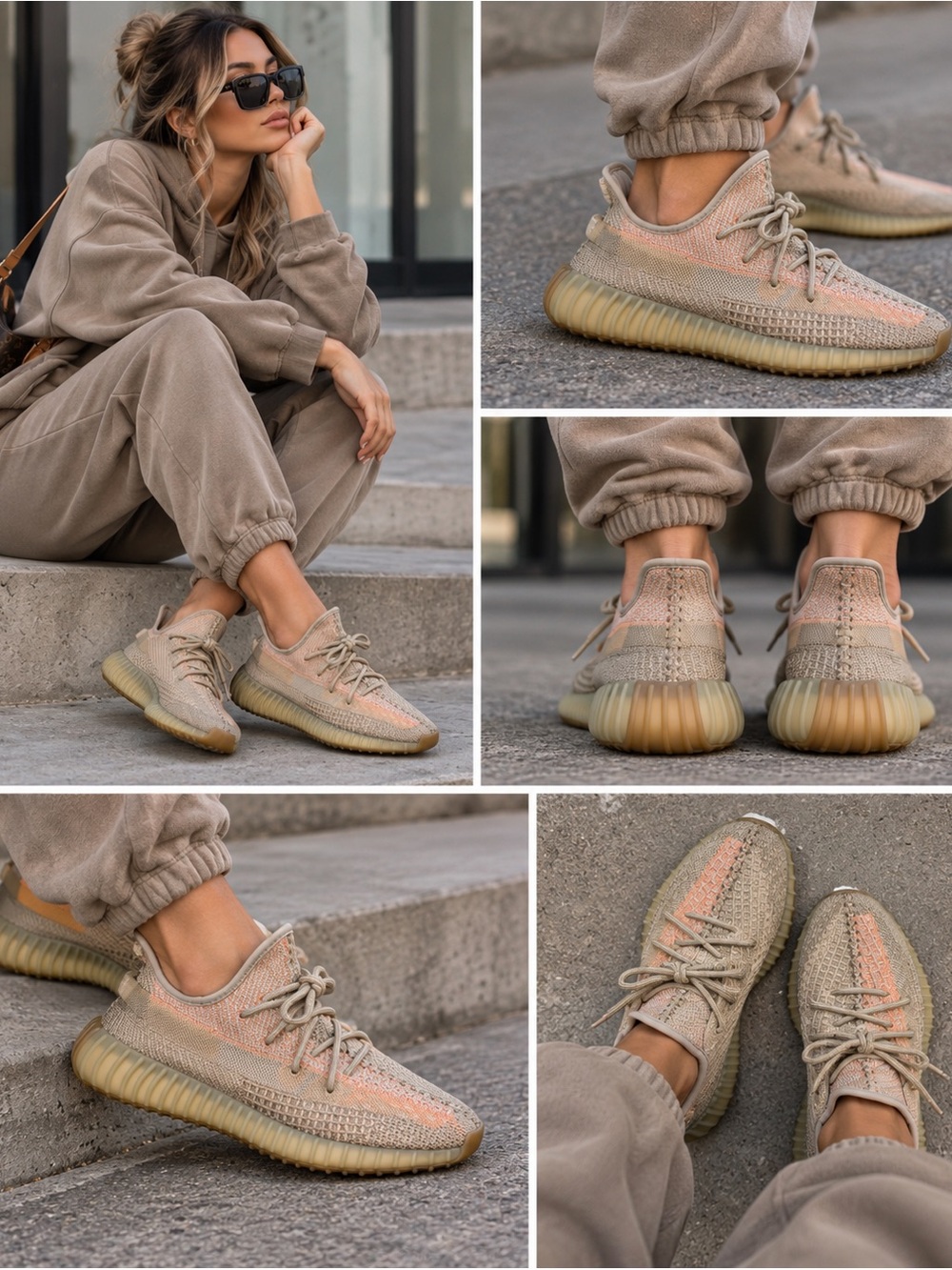 Yeezy Boost 350 V2 Sneaker - Tan with Orange Highlights